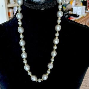 Vintage Grey Baroque necklace with silver tone spacers